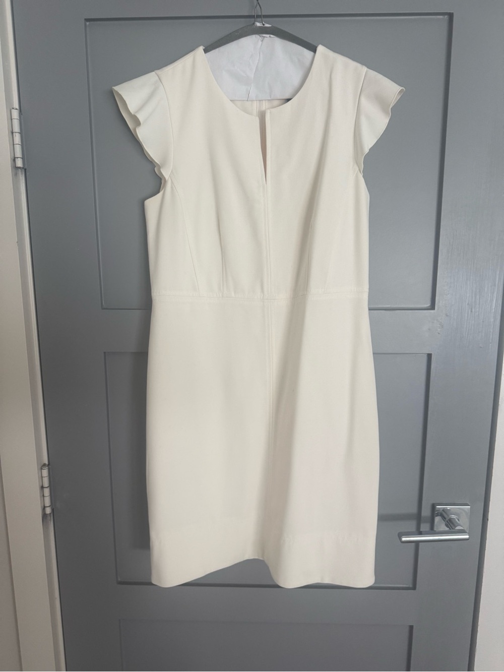 Ann Taylor Cream Cap Sleeve Sheath Dress